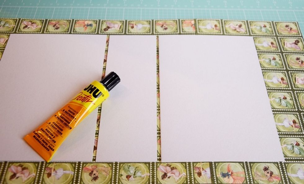 Glue the details to the selected paper. Wrap the cover with the paper.