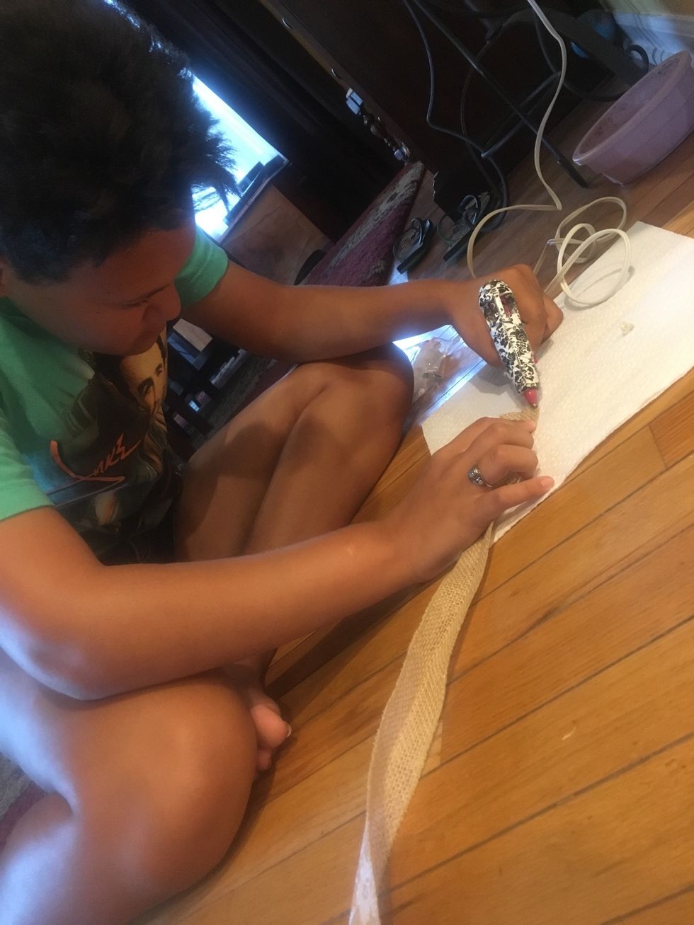 Glue the ribbon together