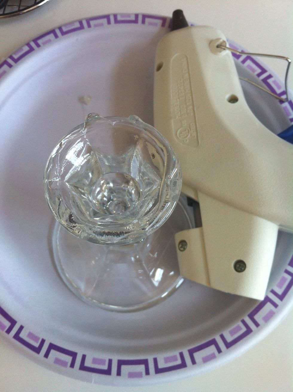 Glue the rim of the candle holder to the bottom of the vase.