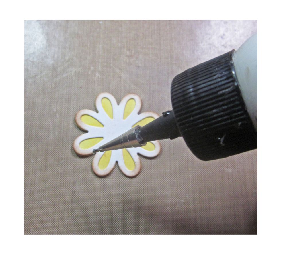 Glue the top petal down to the base petal.