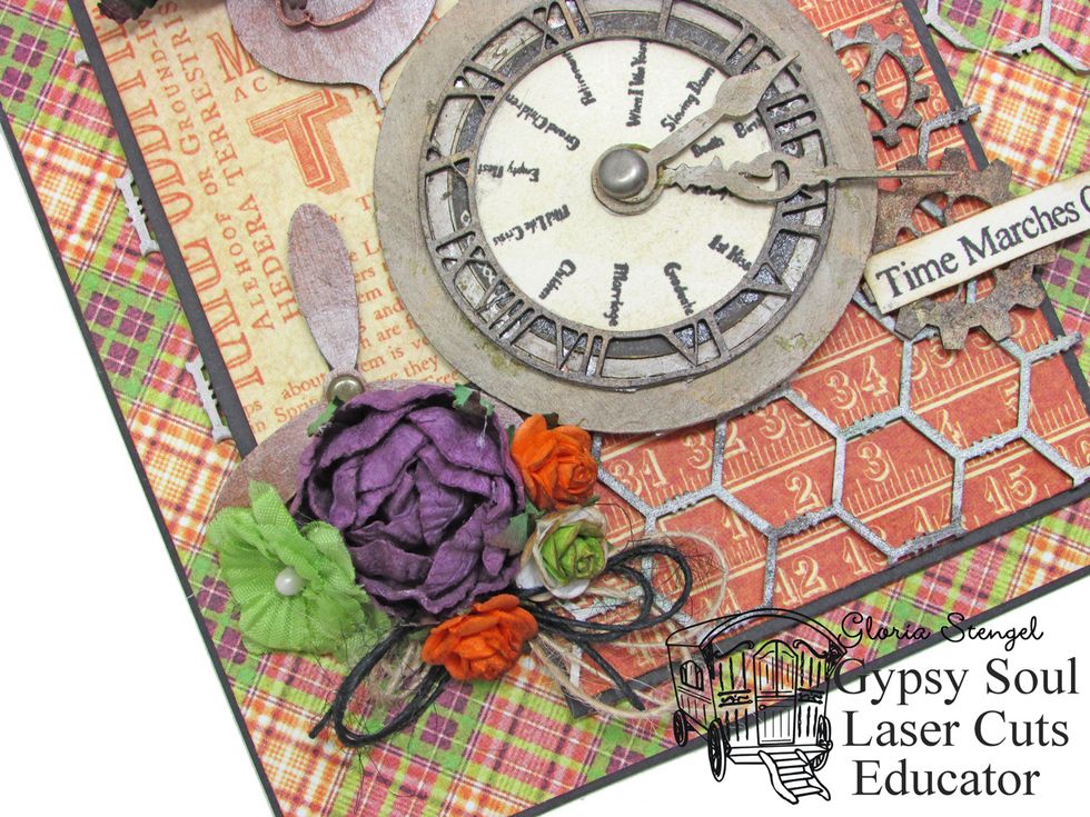 Glue twine and flowers to the lower left corner of the card.