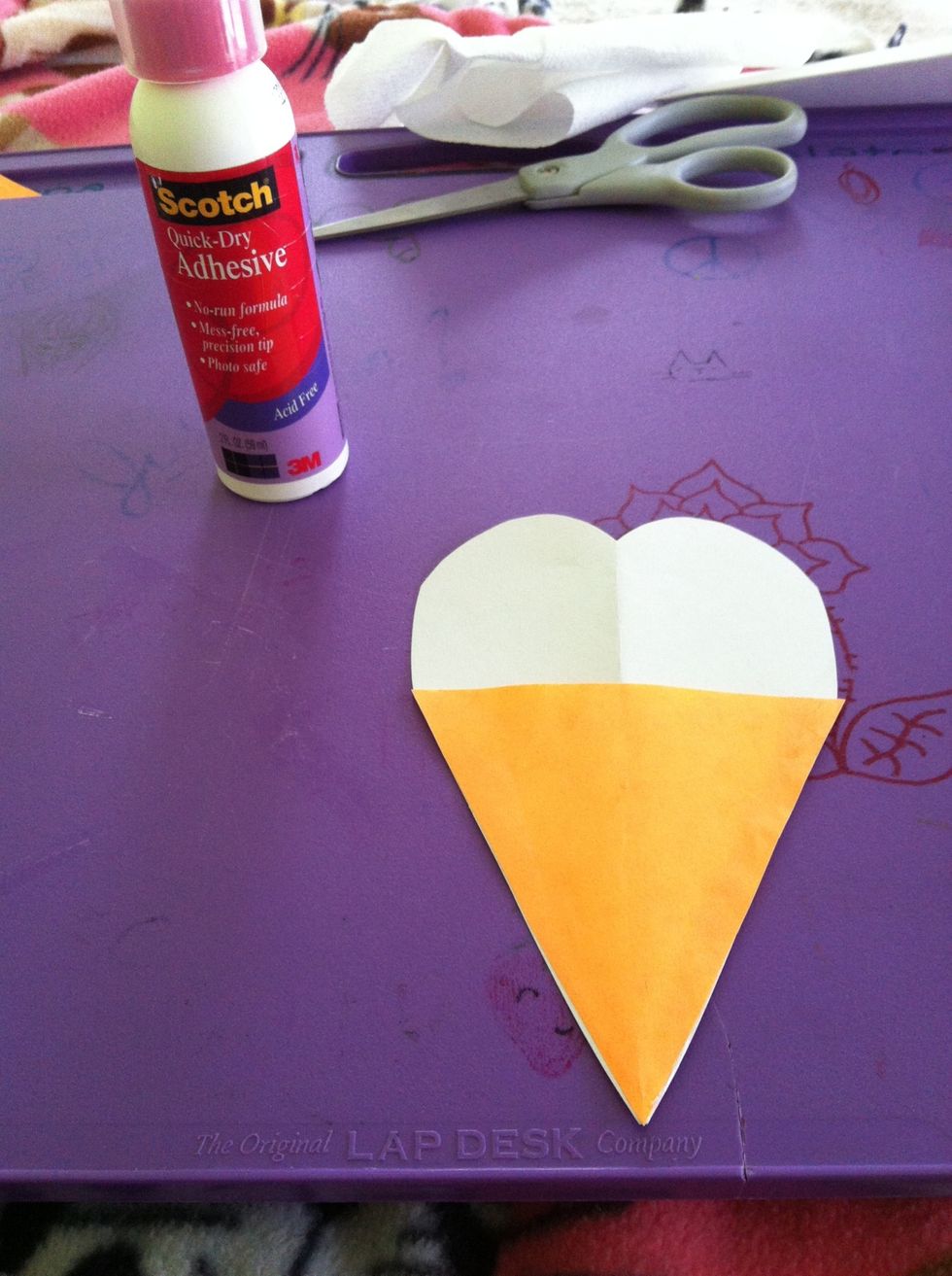 Glue your carrot to your heart. I used scotch quick dry adhesive but glue sticks work better.