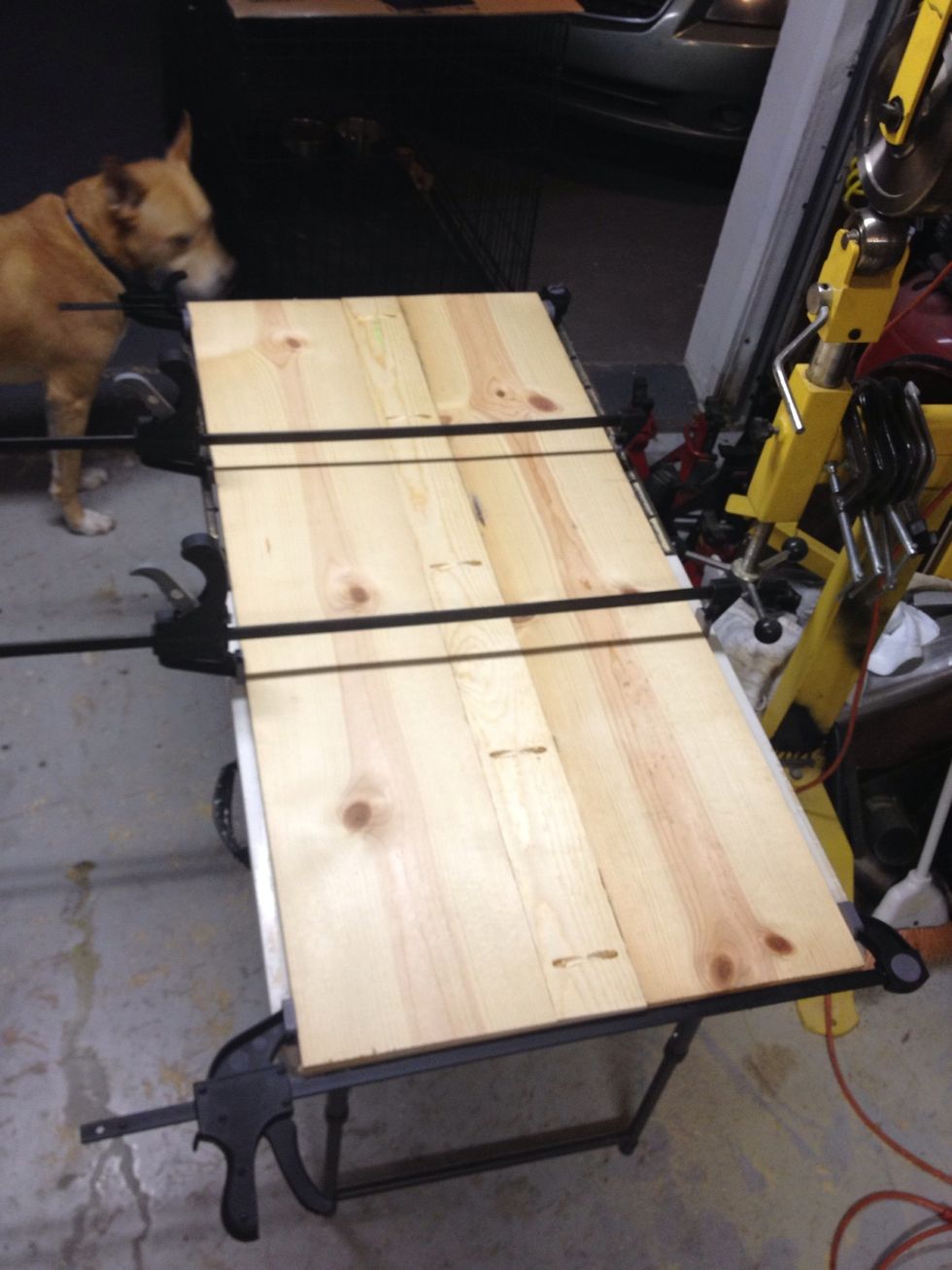 Glued them up and clamped them in place