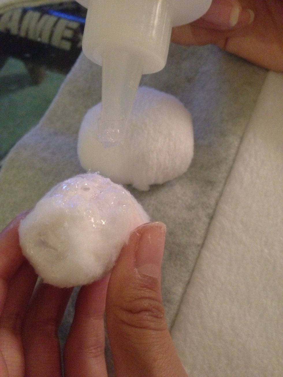 Gluing down left eye