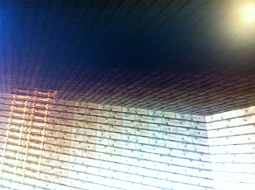 Go 5 blocks up and put wood.