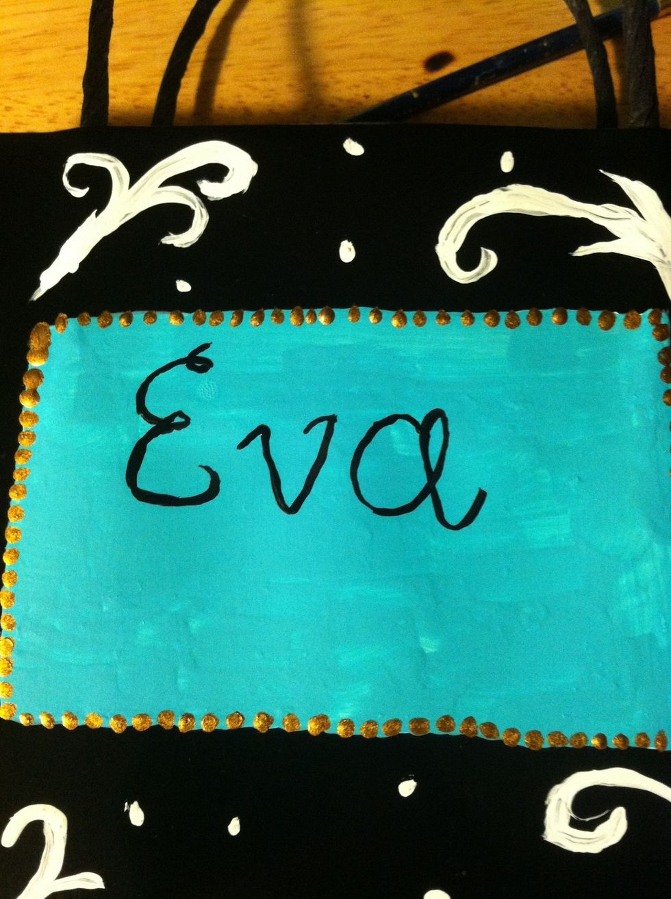 Go a head and write the name or phrase you want to use in the square. Use any font you like. You can find pictures of fonts on google.