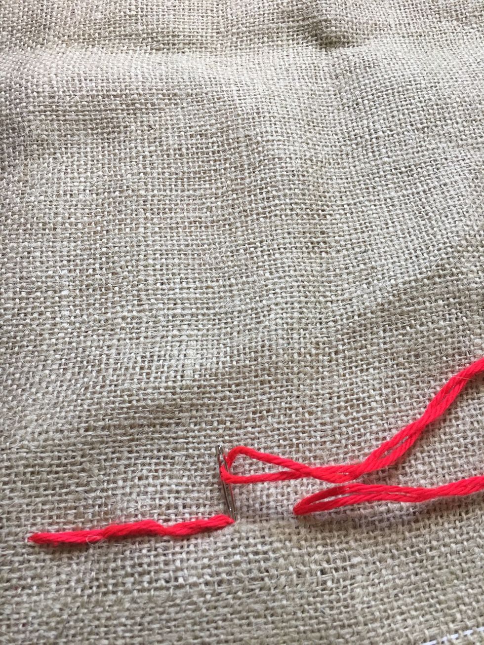 Go back down at the end of your third stitch. Continue until you have many stitches as you would like.