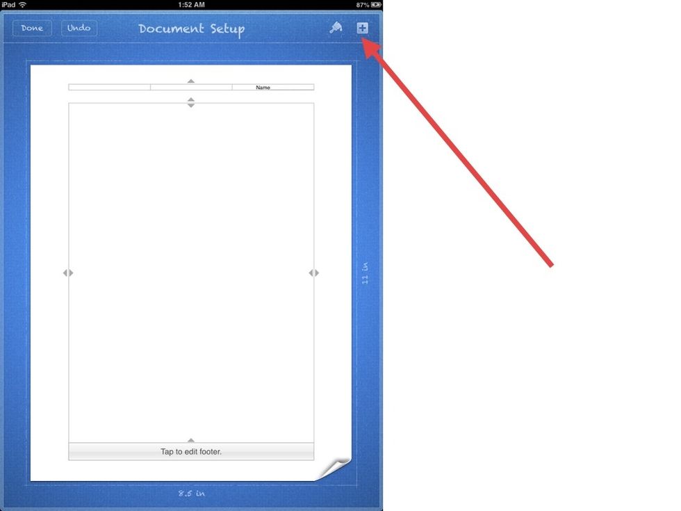 Go back to Document setup and tap the BLUE PLUS