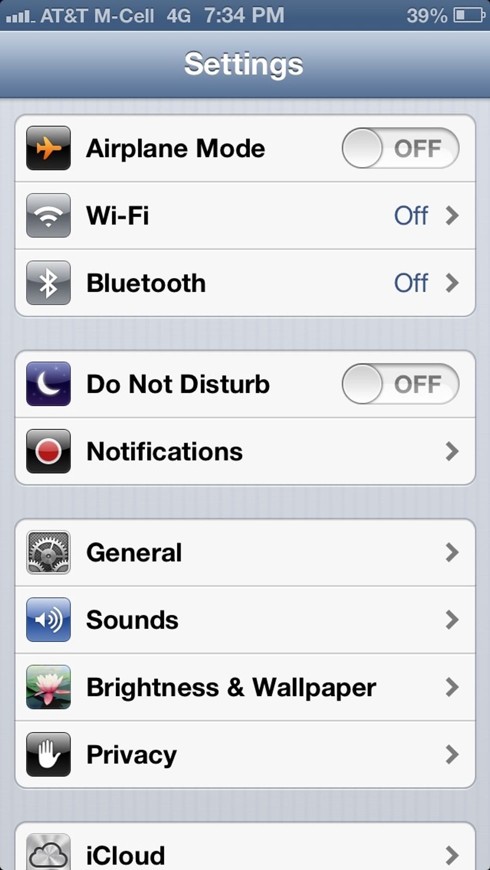 Go back to Settings