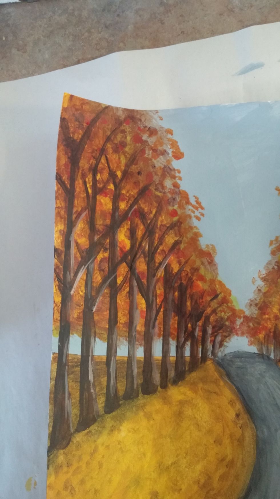 Go back to the leaves colors and start pacing some dabs and dots at the ends of some of the branches. This makes them look like the branches are holding leaves.