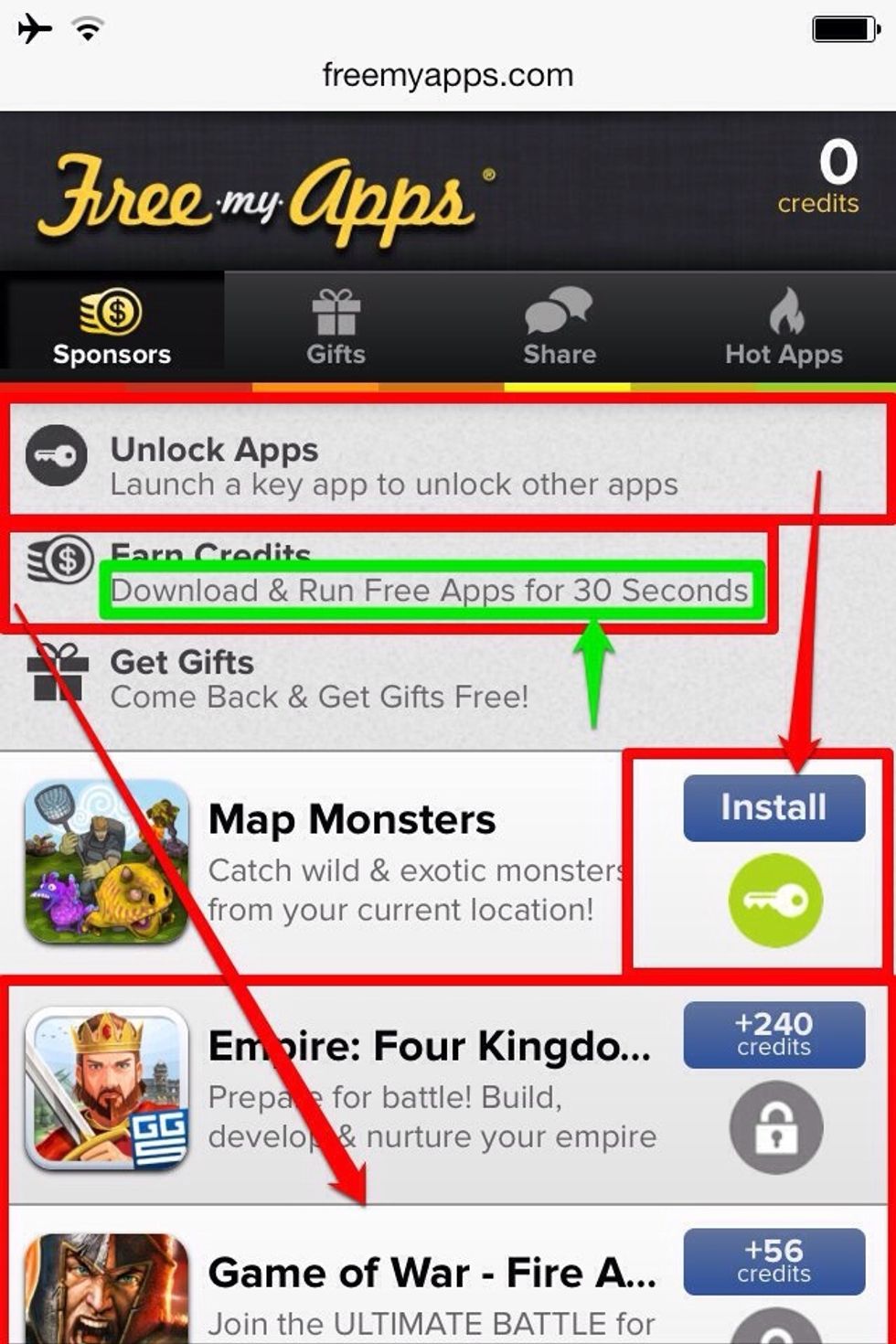 Go back to your browser , you should see app with install button and a key .. Just click install and download it