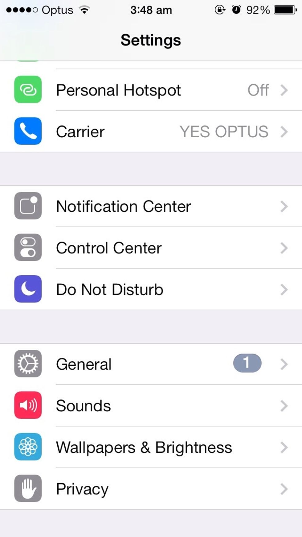 Go down until you see ' general ' and click on it.