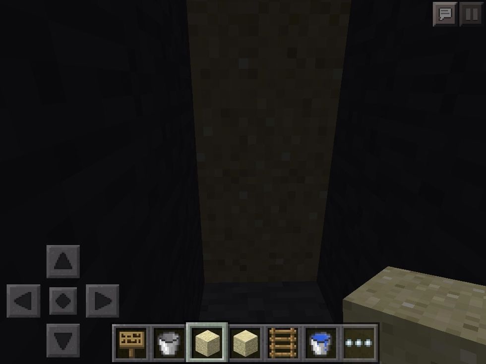 Go inside and put 2 sand blocks so no one knows where you are