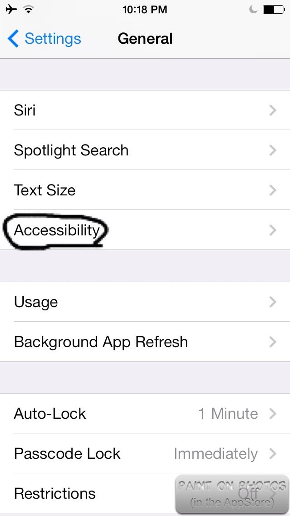 Go into Accessibility,