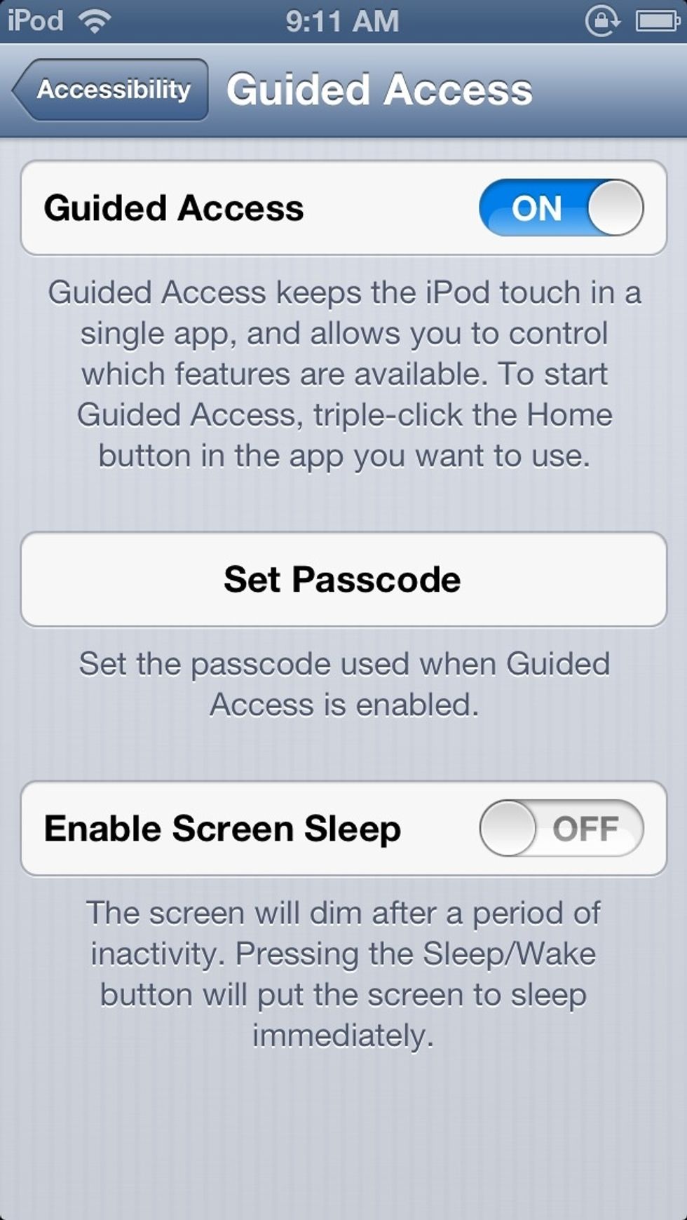 Go into guided access and turn it on. It would also be a good idea to set a pass code.