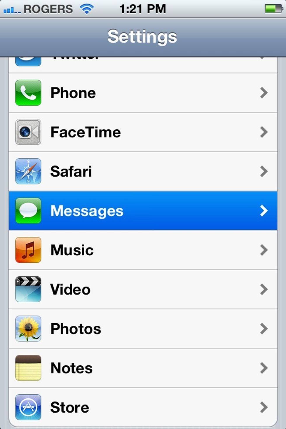 Go into settings and then select "Messages"