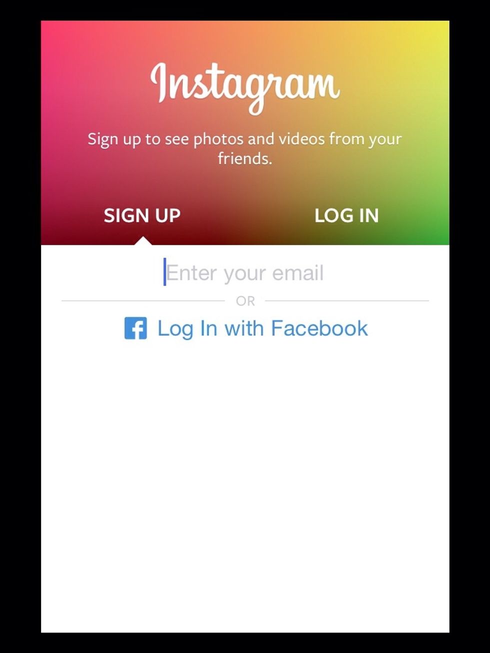 Go into the app and select sign up. Then put in your email.