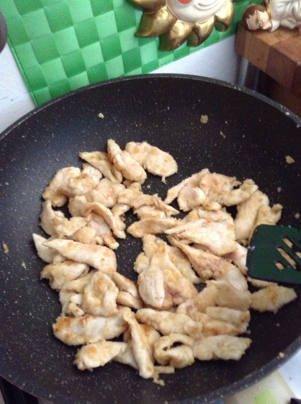 Go on stirring until your chicken is cooked.