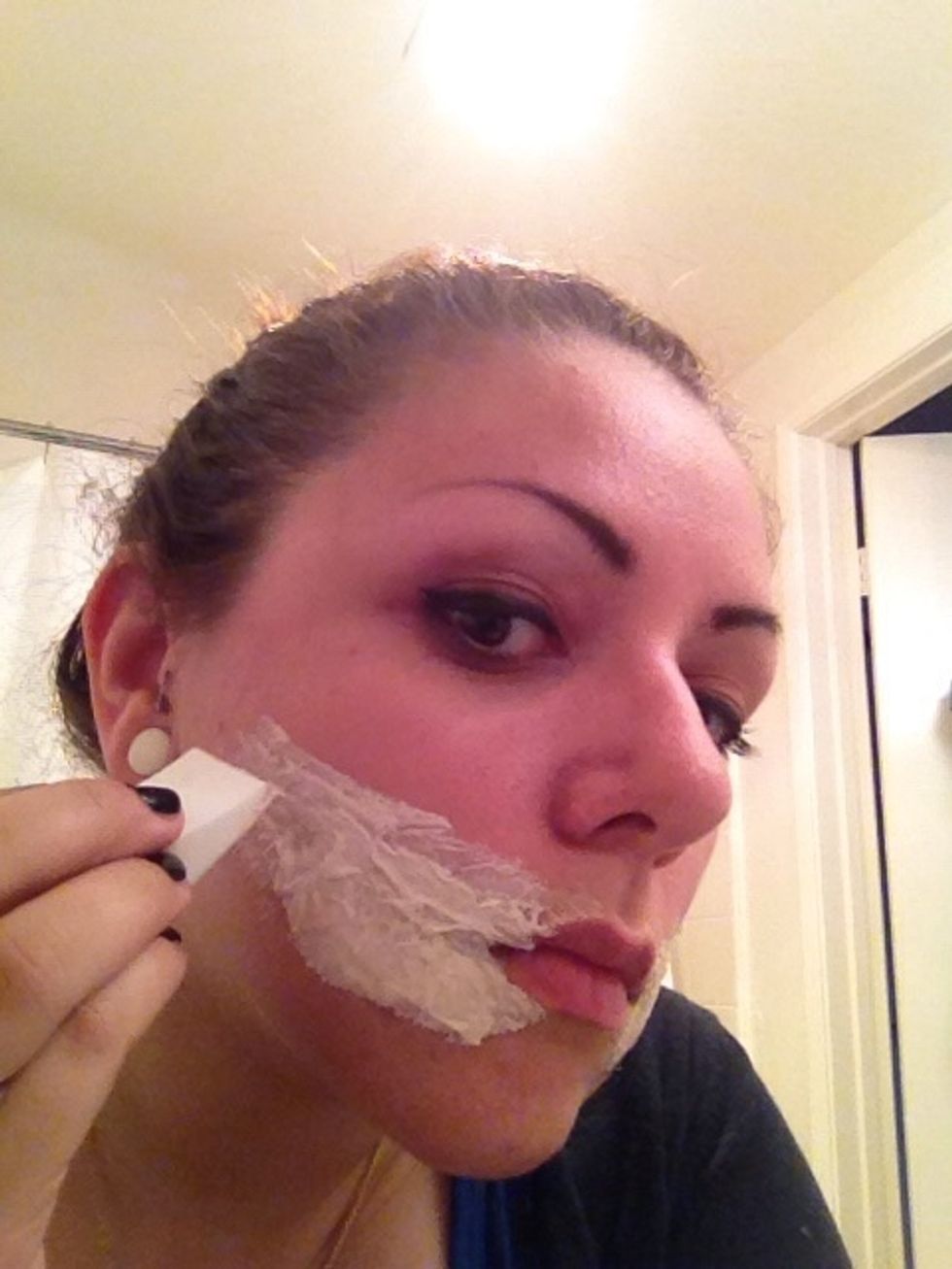 Go outward from the tissue paper with the latex to blend with the rest of your face.