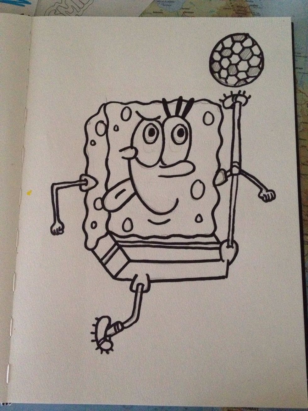 Go over all the lines you drew in pencil with your thick black marker.