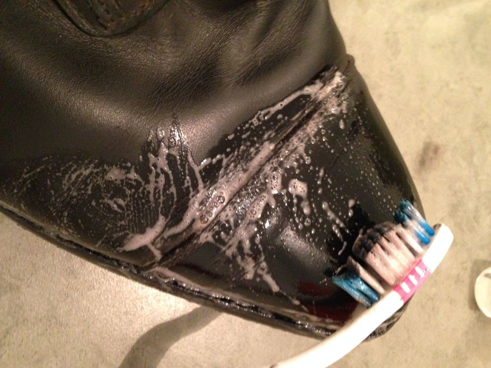 Go over all the seams and the cracks of the boot, as well as in and around the laces with Lexol and a toothbrush.