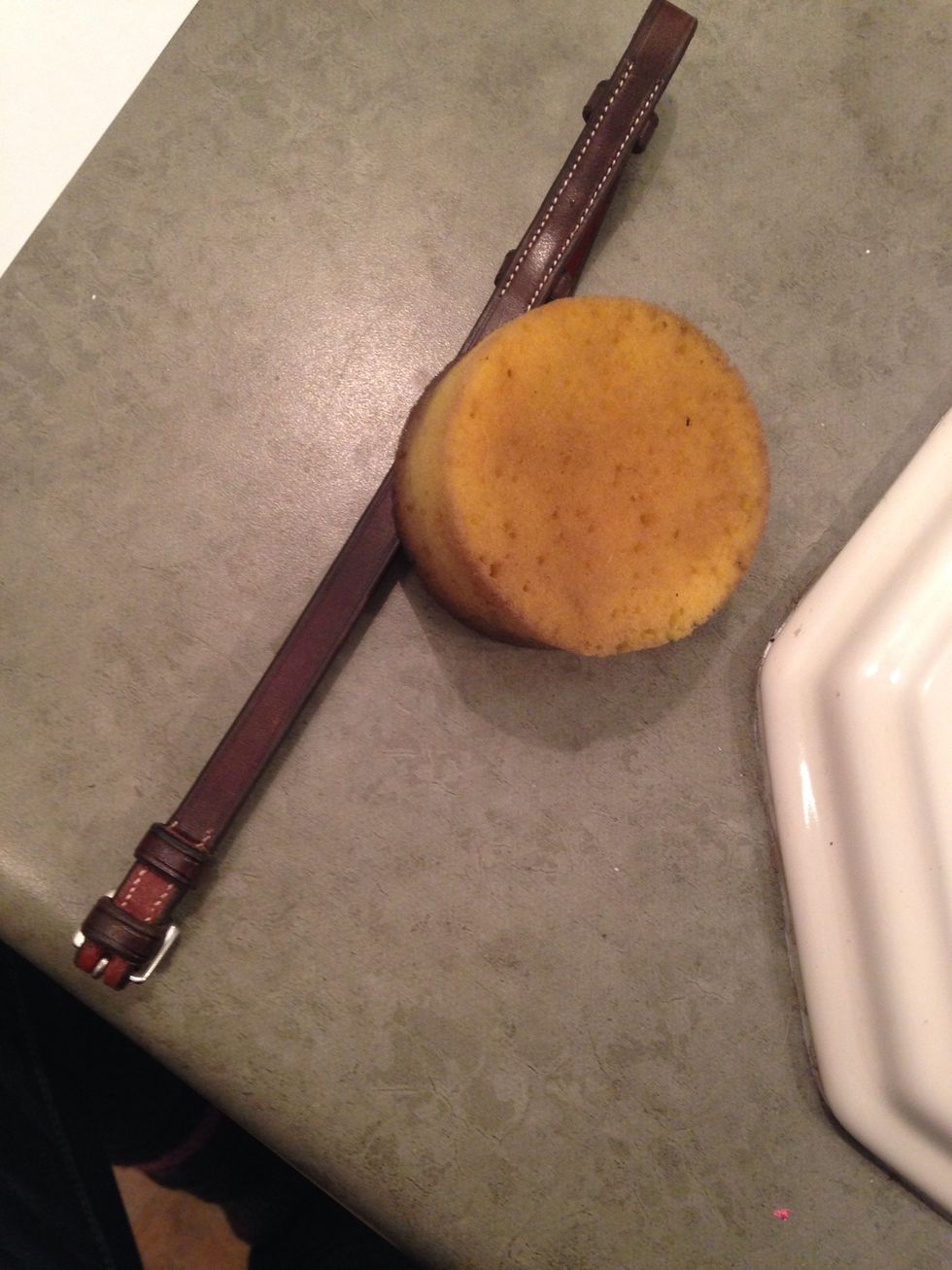 Go over your whole bridle with a damp sponge (with water). This is just to get off all the dirt and loosen the bridle up.