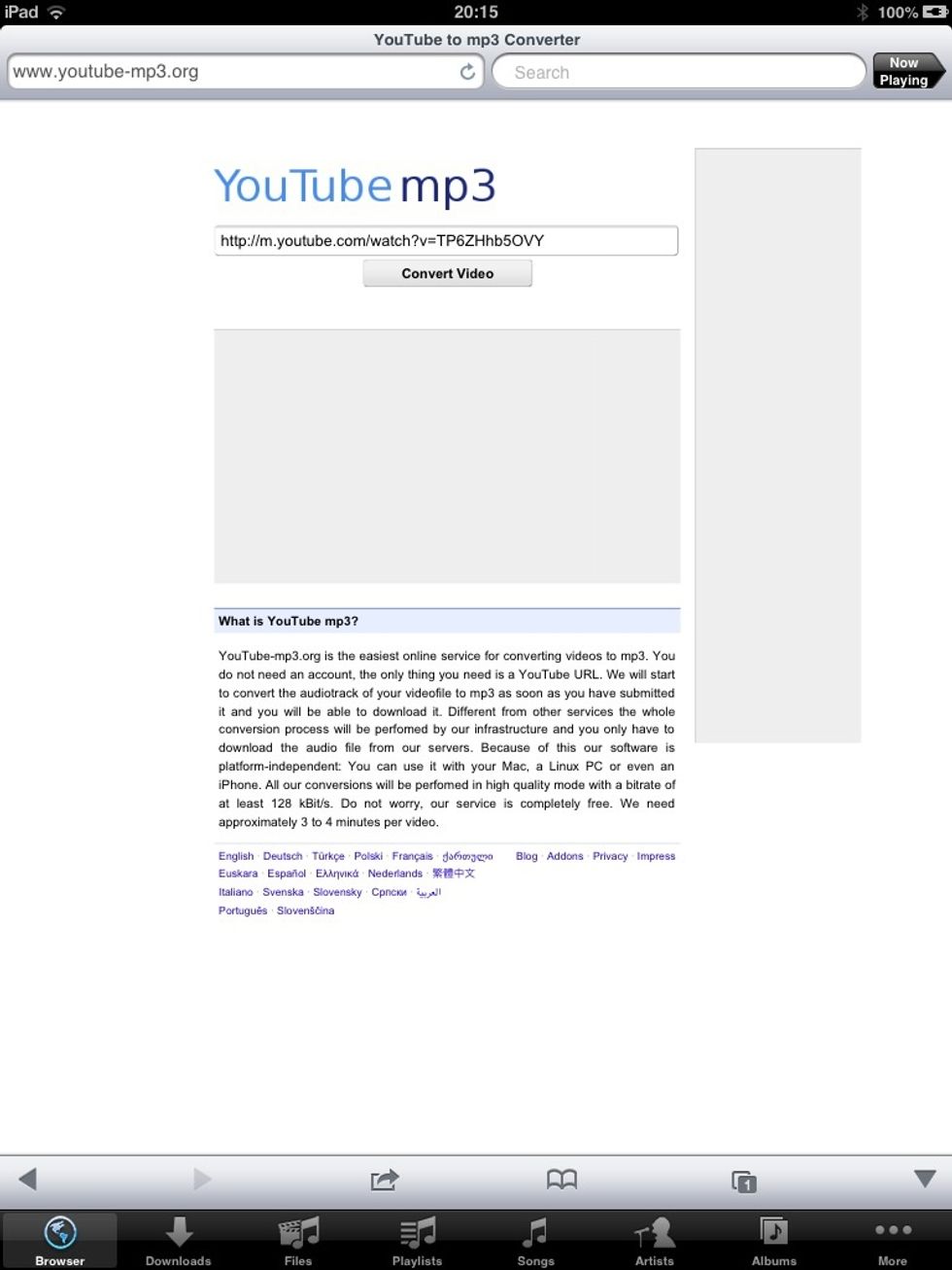 Go to a Youtube to Mp3 converter site in the browser (it must be the in-app browser) and convert it.