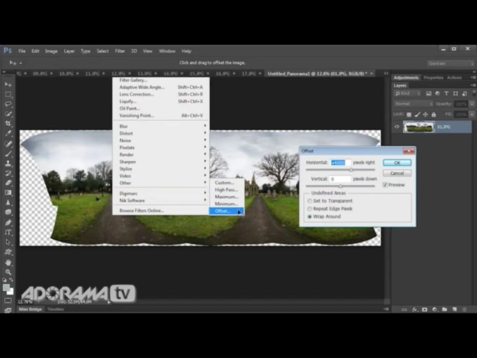 Go to filter/other/offset layer -type +4000 click OK