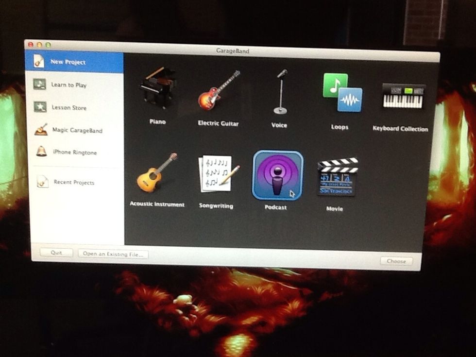 Go to GarageBand. And select the recording type Podcast.