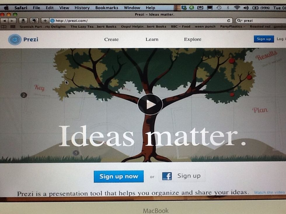 Go to http://prezi.com and click on sign up.