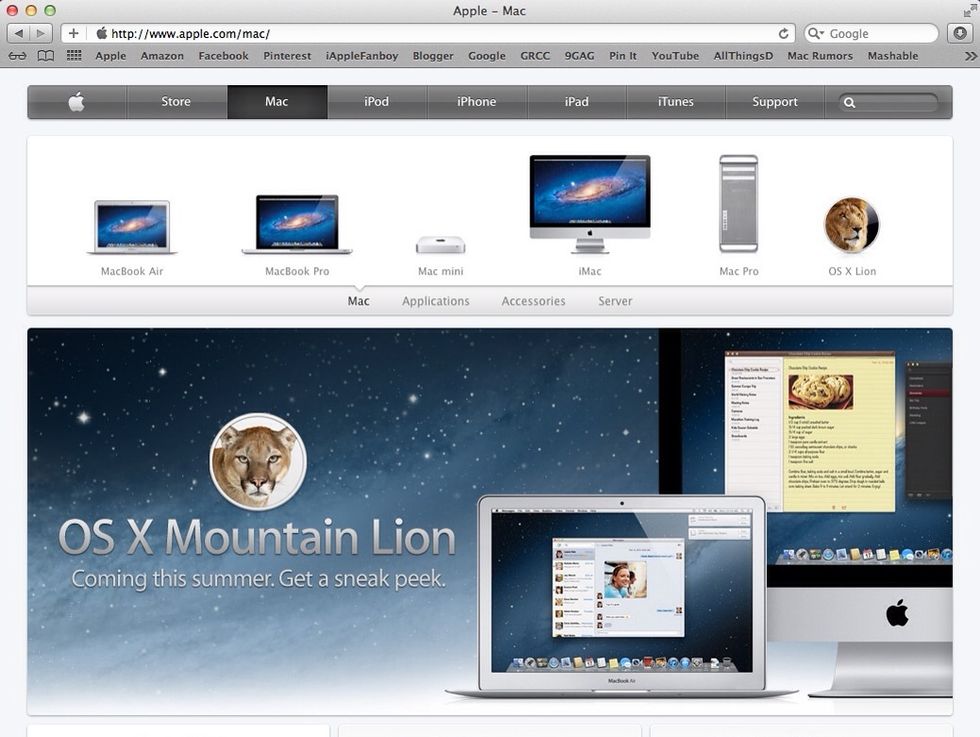 Go to 'Mac' tap and click on Mountain Lion Sneak Peek