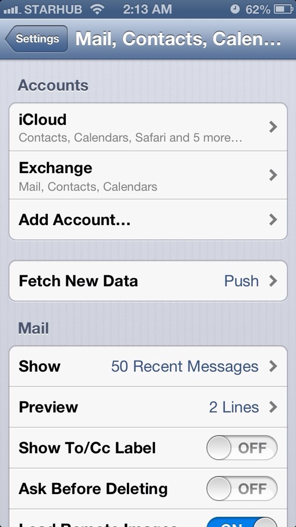 Go to mail and contact