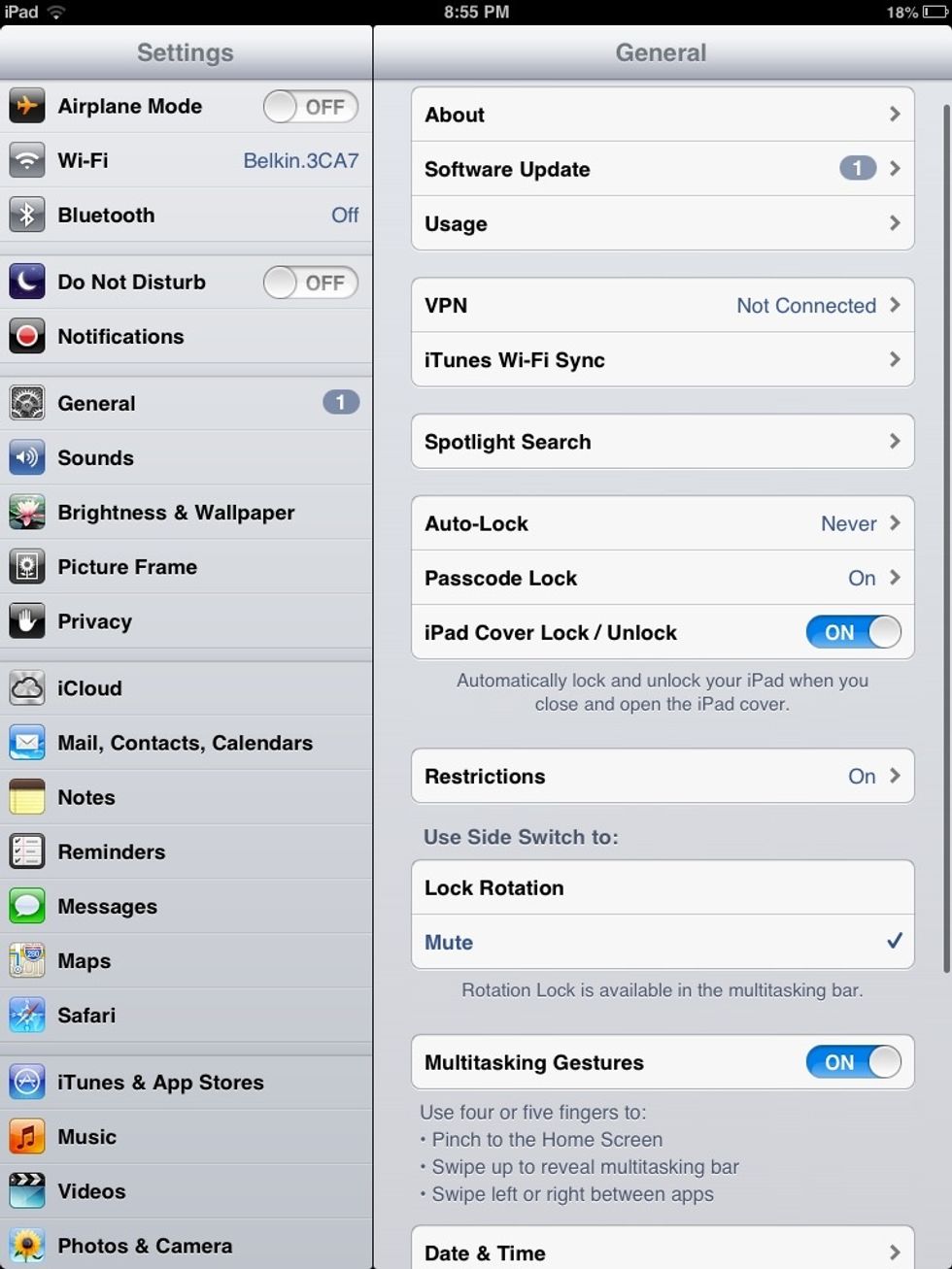 Go to passcode lock, then type in your pass code if you have one