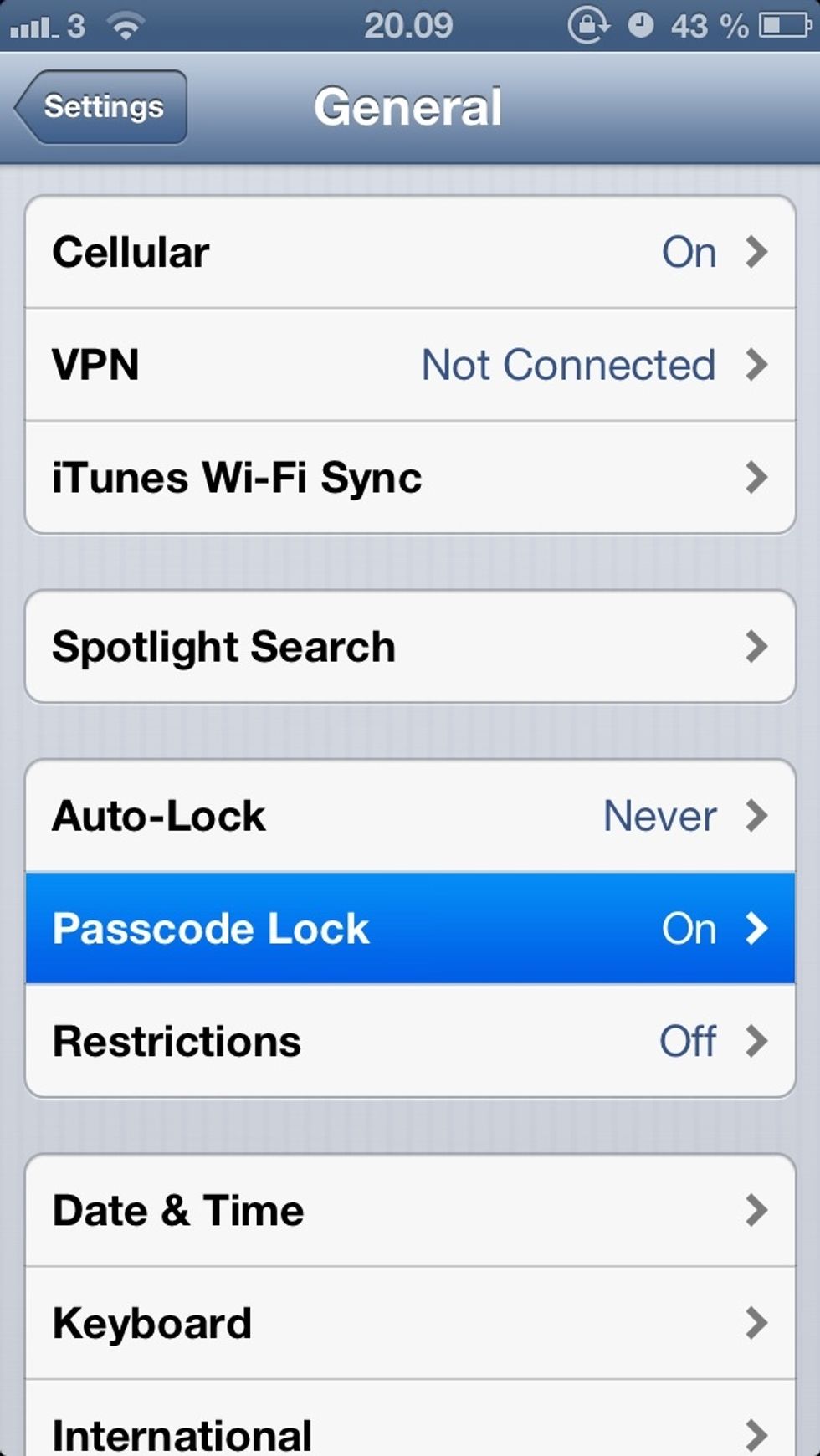 Go to passcode lock