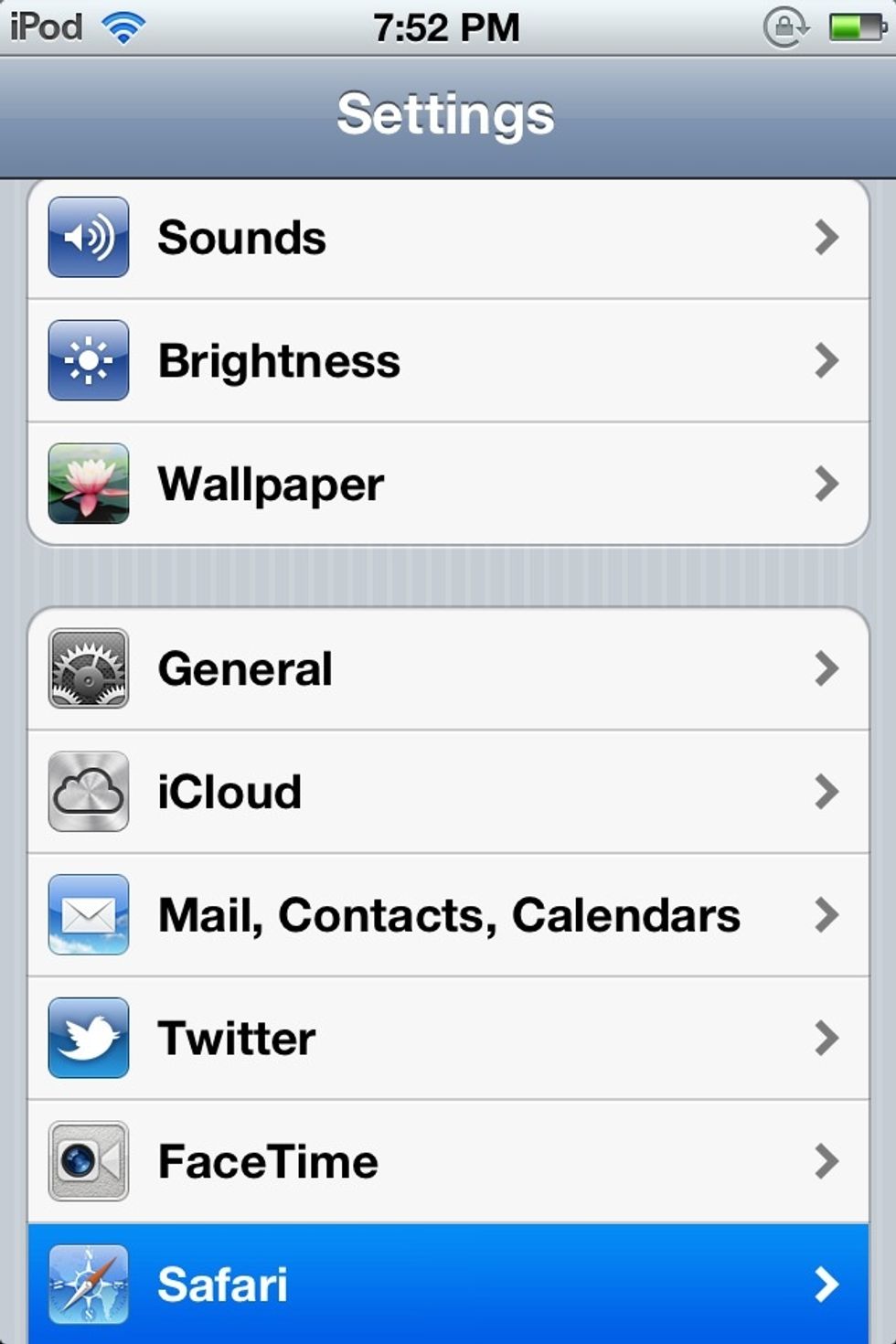 Go to Safari. Hint: Press the image to see it fully.