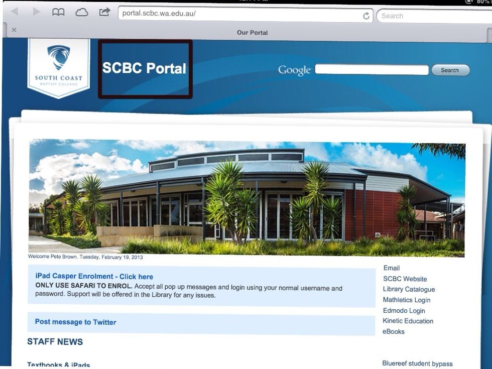 Go to SCBC Portal and login with a STAFF PASSWORD.