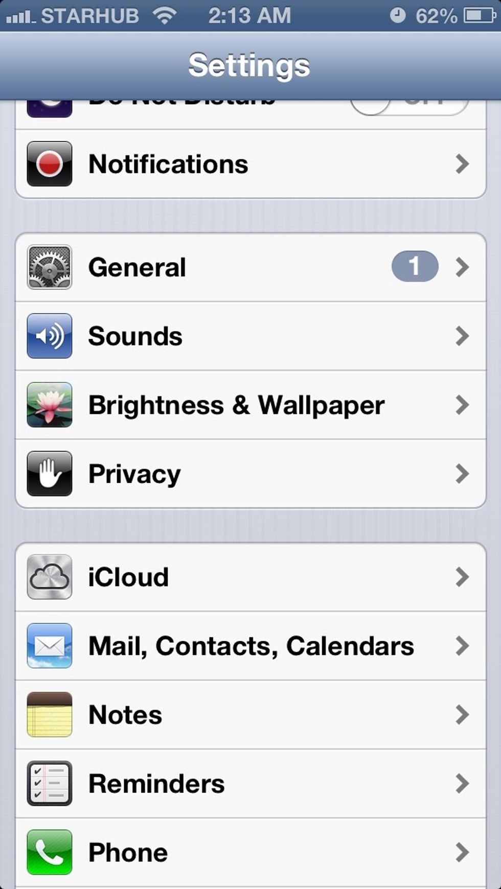 Go to setting on iphone