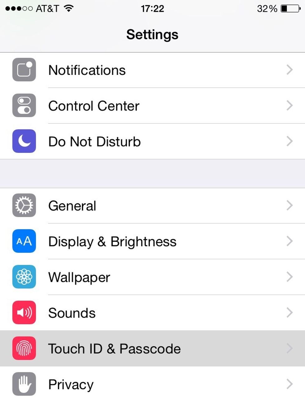Go to Settings > Touch ID & Passcode