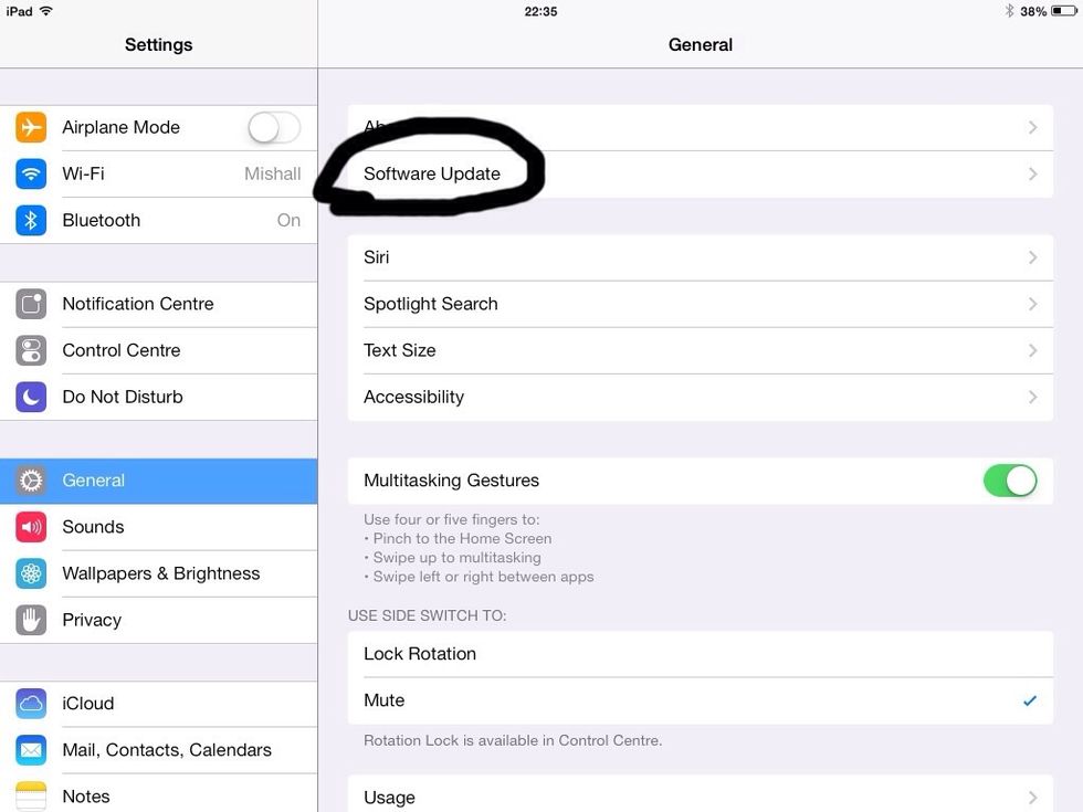 Go to Software Update