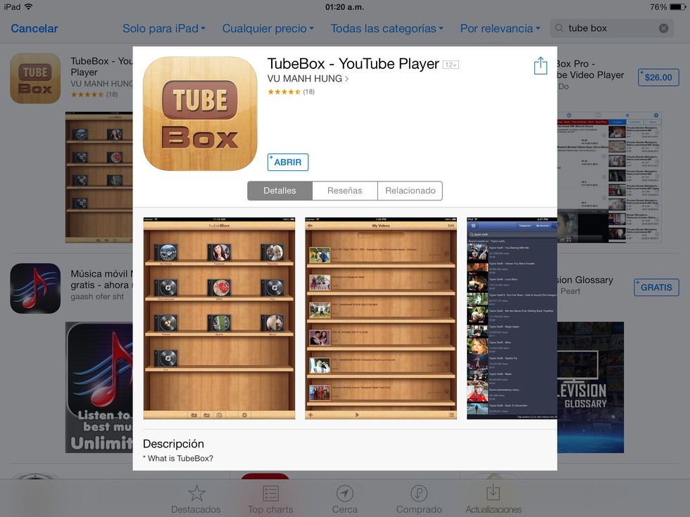 Go to the App Store and download Tube Box.