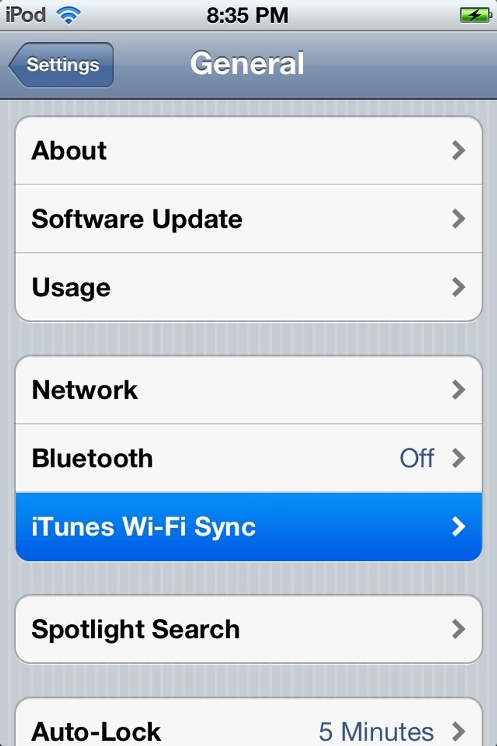 Go to the "iTunes Wi-Fi Sync" tab.