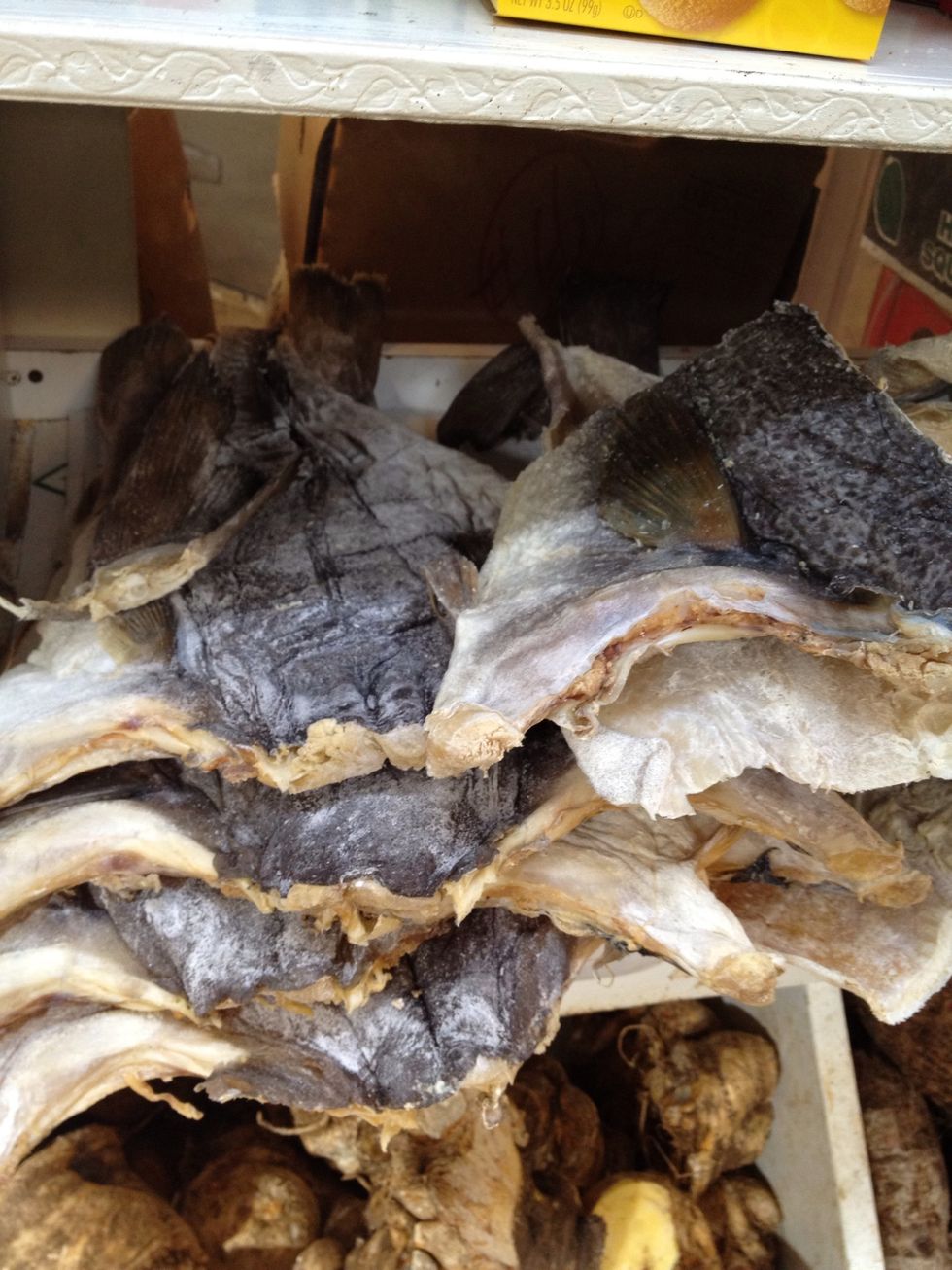 Go to the mexican market or any other that you can find it and buy some Salted cod.