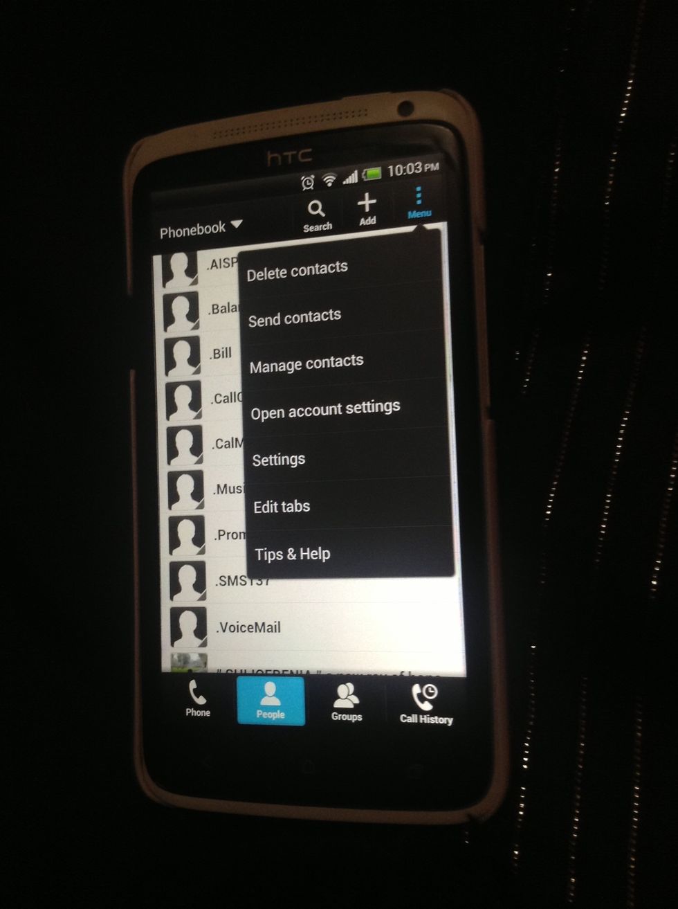 Go to ur phone book n tap on menu n then tap on manage contacts