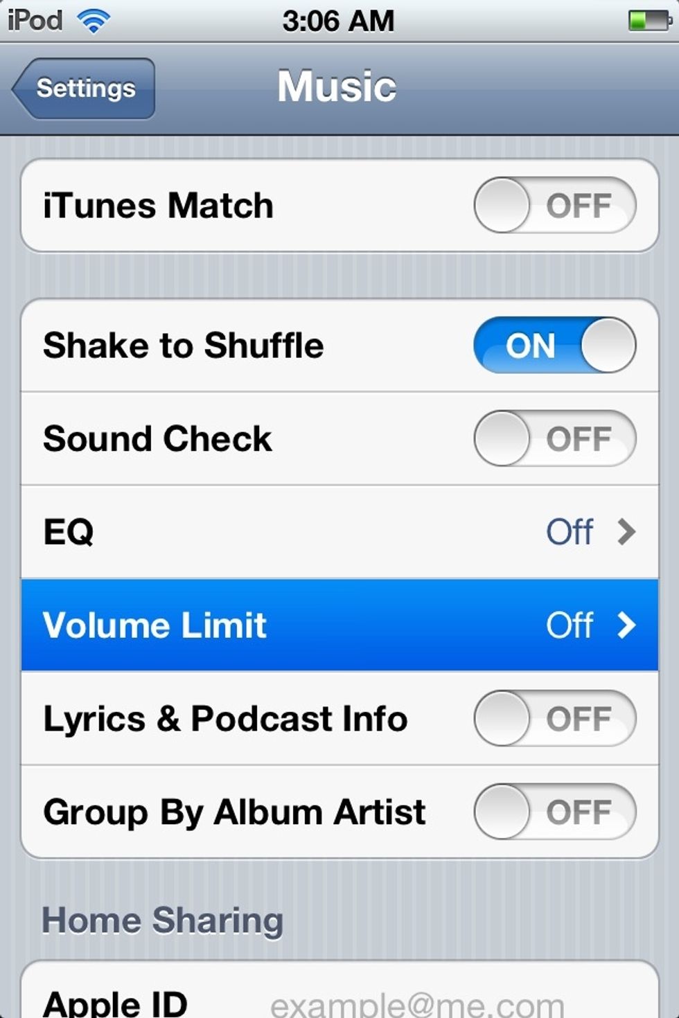 Go to Volume Limit.