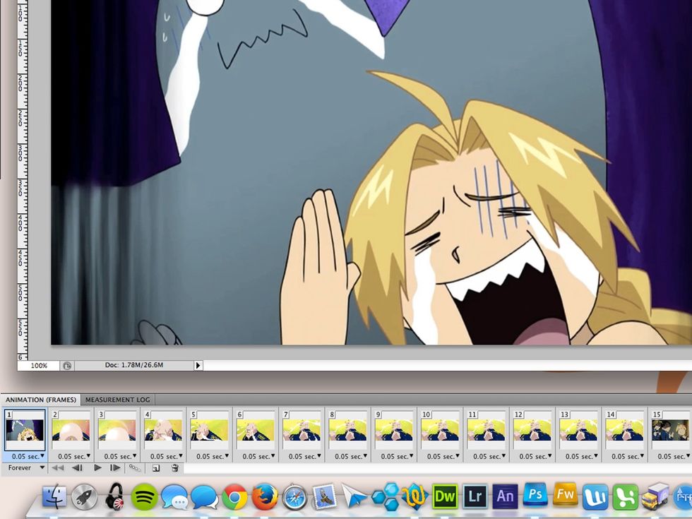 Go to Window > Animation. Below your imported clip you will now see each video frame.