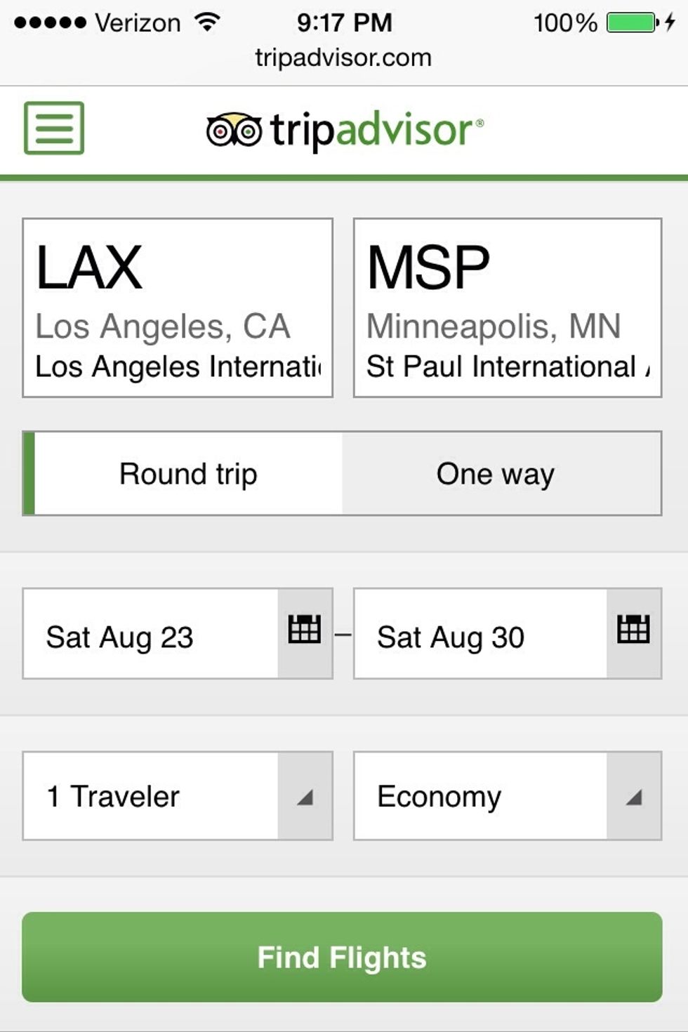 Go to Www.TripAdvisor.com and enter your destination. Tap on the departing date.