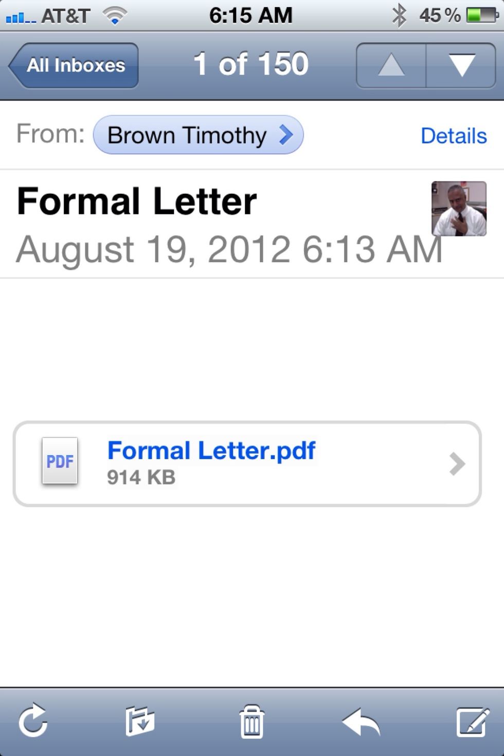 Go to your email message and open the attached document.