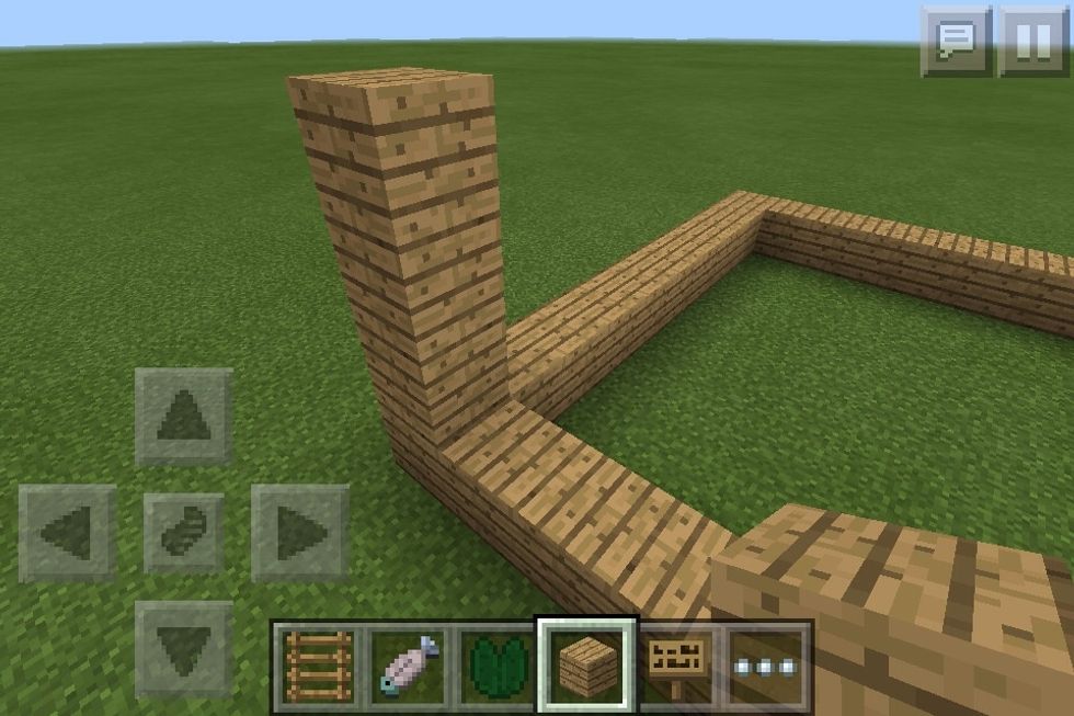 Go up 3 block with oak