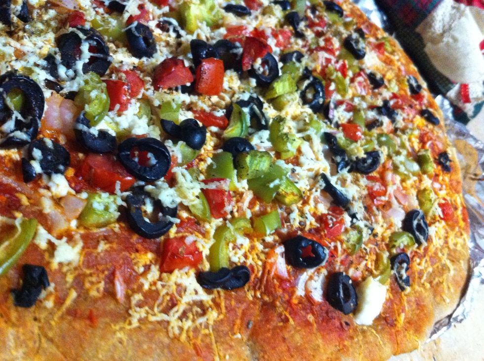 Gorgeously browned (and a lil crispy from the bottom like bruschetta but soft on top). \nBon apetite!