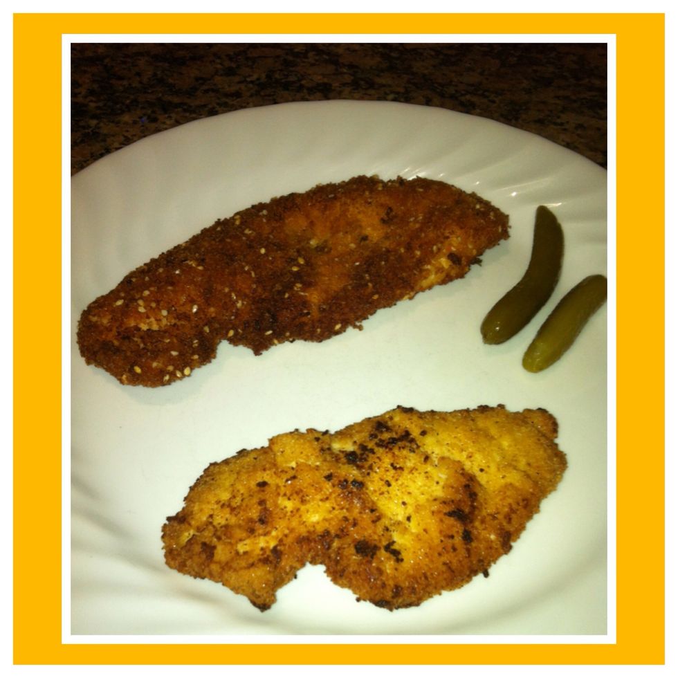 Got left over Breadcrumb crusted schnitzel? Extend the pleasure to lunch. Tastes delicious in a pita with mayo, Dijon and pickle. Or in a sandwich with mayo, Dijon, lettuce and tomato.